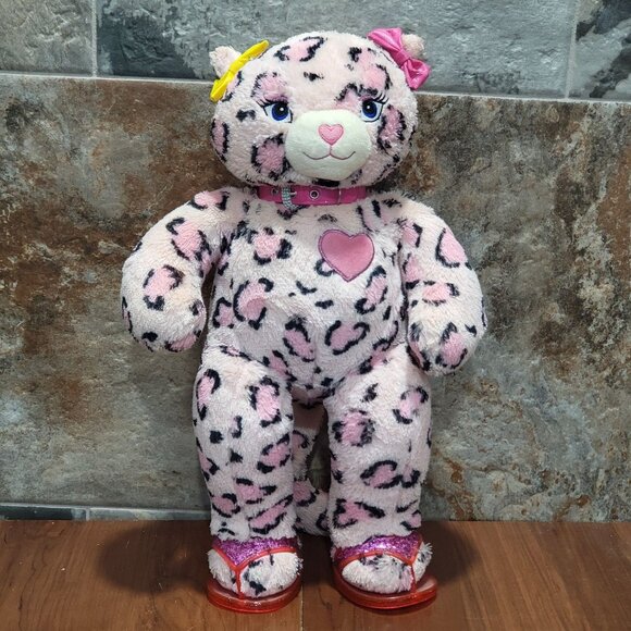 Sassy Kitty Cat Build A Bear Leopard Cheetah Plush Pawfect Pink Heart 18” - Picture 1 of 11